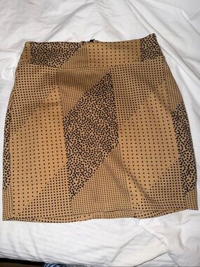 silence + noise Tan Mini Skirt with Black Dot Pattern